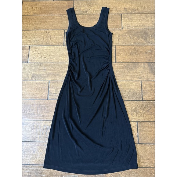 Boston Proper Sleeveless Ruched Acetate/Spandex Dress in Black- Sz S - Picture 1 of 9